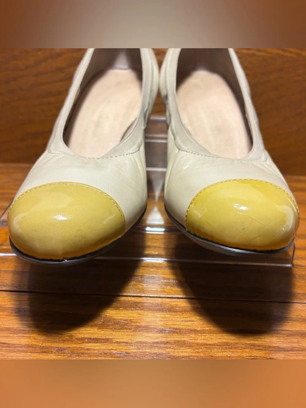 Munro Patent Toe Cap & Heel Accent Gold Leather Pumps USA MADE Size 11